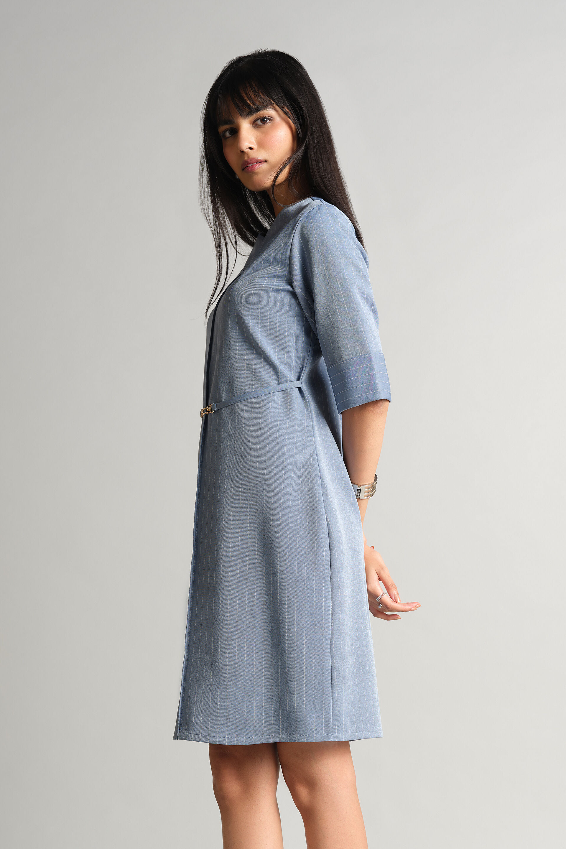 Light Blue Stripes Dress, Light Blue, image 4